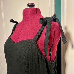 Black Mini Dress with Adjustable Bow Straps